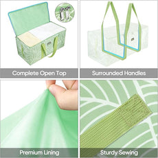 BALEINE Extra Large Storage Tote with Zippers & Carrying Handles, Heavy-Duty Oxford Fabric Moving Bags for Laundry, Space Saving, Storage, Antique Foliage