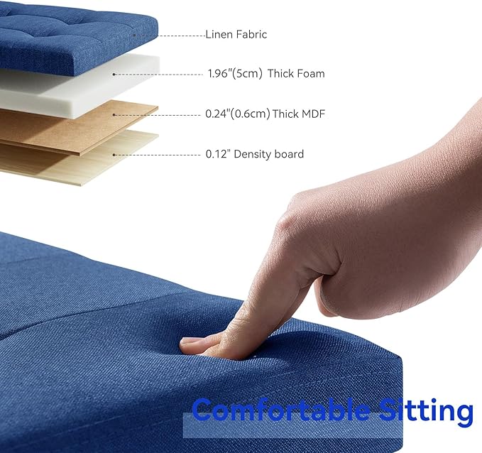 BRIAN & DANY Small Ottoman with Storage, Foot Stool Ottoman Storage Cube, Foot Rest for Couch with Legs, Navy Blue 14.8" x 14.8" x 16"