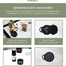 Essence Pearl Travel Case - Wearable Aromatherapy Kit with Nasal Diffuser Rings, Soaking Bay, and 5mL Essential Oil – Portable Wellness Gift Set for On-The-Go Self Care