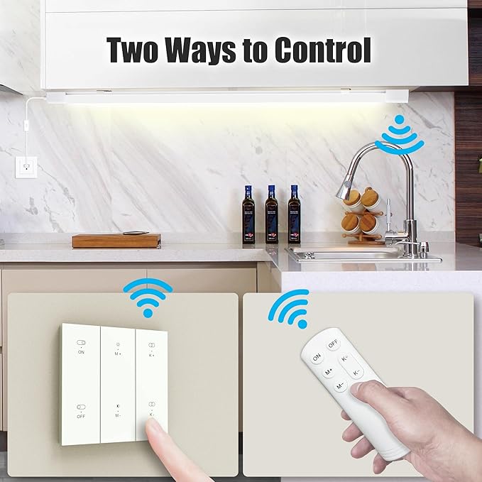 Under Cabinet Lights with Plug. 3000K-6500K Dimming and Color. with Wireless Control Panel and Remote Control.15W 1500LM for Garage, Kitchen, Bathroom, Closet, Office (16 inch)