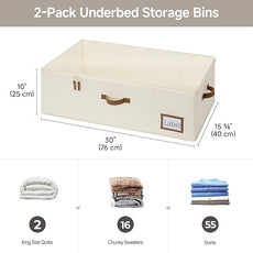 StorageWorks Under Bed Storage Bins, 10'' Underbed Storage Containers with Lid, 77L Clothes Organizer for Bedding, Blankets, Sweaters, Shoes, 2-Pack