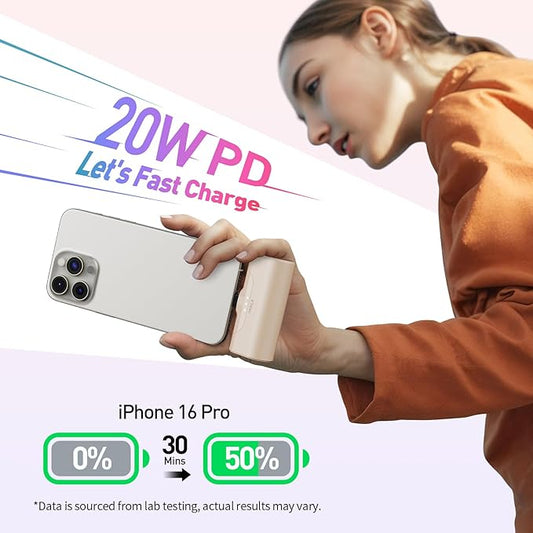 iWALK Portable Charger for iPhone 17/16/15 USB-C Small Power Bank 20W 4,500mAh Fast Charging Battery Pack Compatible with iPhone 15/16/17 Plus/17 Pro/17 Pro Max, Samsung Galaxy S25/S24/S23 Android