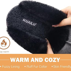 KuaiLu Womens Fluff Dual Memory Foam Slippers Ladies Cozy Arch Support Warm Scuff Slippers Slip on Comfy Winter House Shoes with Non-Slip Indoor Outdoor Hard Sole