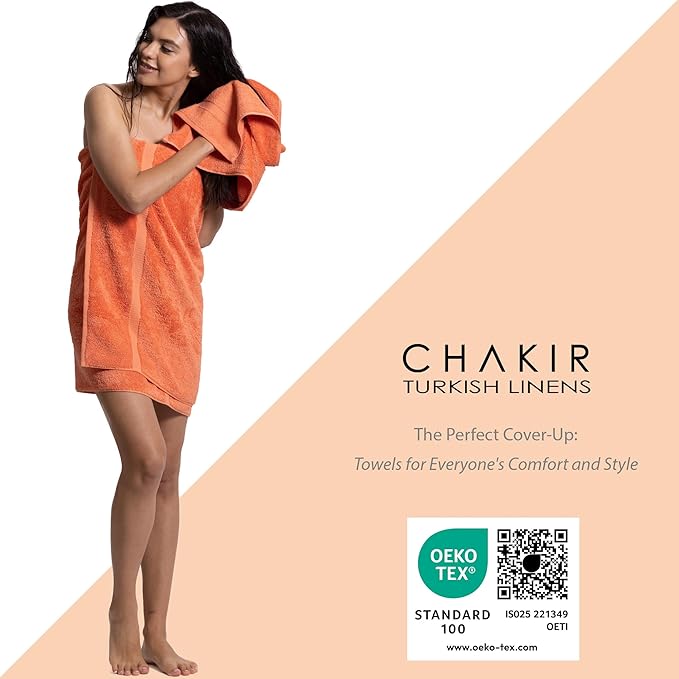 Chakir Turkish Linens Luxury Spa and Hotel Quality Premium Turkish Cotton 6-Piece Towel Set (2 x Bath Towels, 2 x Hand Towels, 2 x Washcloths)