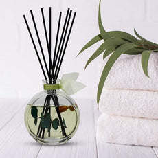 LOVSPA Reed Diffuser Set, Unwind Eucalyptus & Mint Scented Oil Diffuser with Sticks, Home Fragrance Accessories for Bathroom Shelf Decor, Aroma Diffusers for Home or Office Desk, USA Made