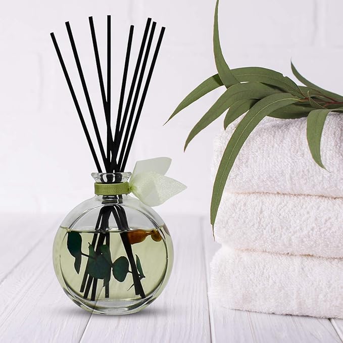 LOVSPA Reed Diffuser Set, Unwind Eucalyptus & Mint Scented Oil Diffuser with Sticks, Home Fragrance Accessories for Bathroom Shelf Decor, Aroma Diffusers for Home or Office Desk, USA Made