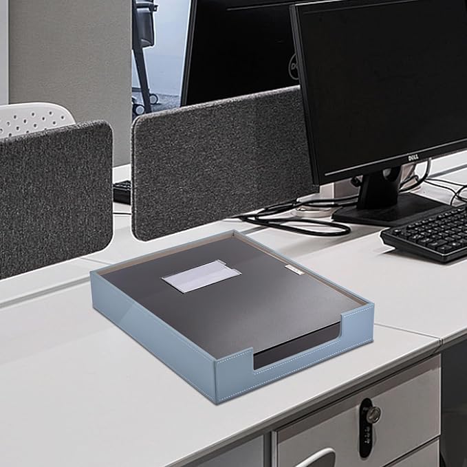 Leather Letter Tray, Office Supplies Desk Organizer for Mail Paper Files Magazines Jewelry Cosmetics,Luxury Letter Holder&Multipurpos Stackable Storage Box Office Desktop,Grey