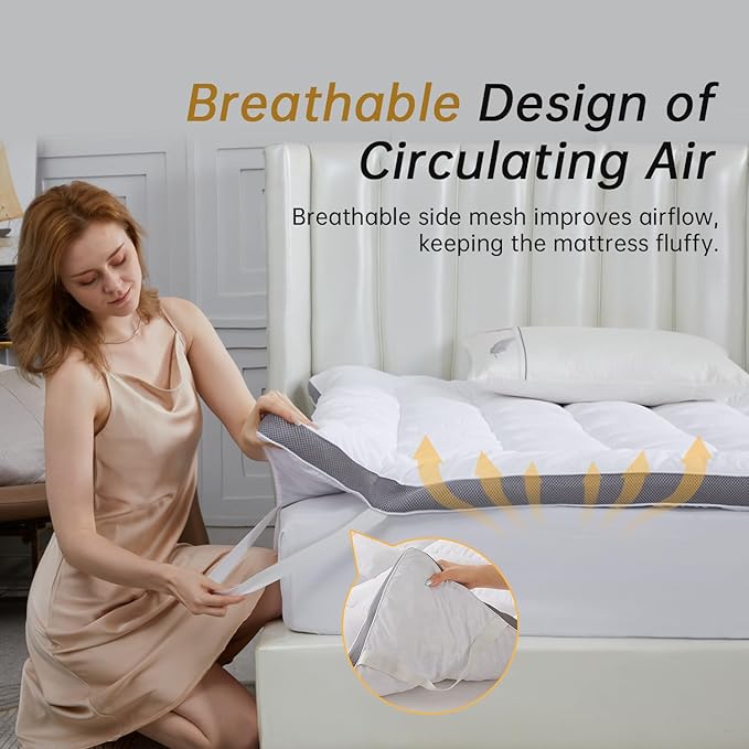 SAPHREAS 3 Inch Foam Mattress Topper Twin Size, Extra Soft Pillow Top Mattress Pad with Breathable Air Mesh Sides, Back Pain Relief, Fluffy Shredded Foam Filled