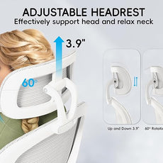 TRALT Office Chair - Ergonomic Office Chair with Back Support, Computer Chair - Home Office Desk Chairs, 330lbs Wide Seat Big and Tall Office Chairs with Headrest, Comfy Desk Chairs (White)