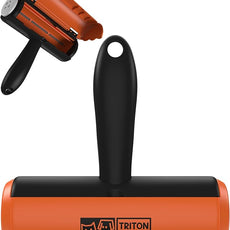 Triton Pet Hair Removal Tool w/Fur Trapping Compartment, 60% Smaller Storage Size, Reusable Shedding Roller, Cat and Dog Hair Remover for Car, Furniture, Carpet, Couch (Orange)
