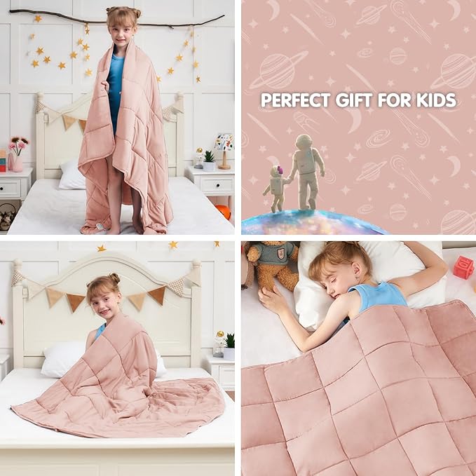 yescool Pink Weighted Blanket 5 Pounds Cooling Weighted Lap Blanket, Heavy Blanket for Sleeping, Weighted Throw Blanket Gift for 40-60lbs, 40"x60"