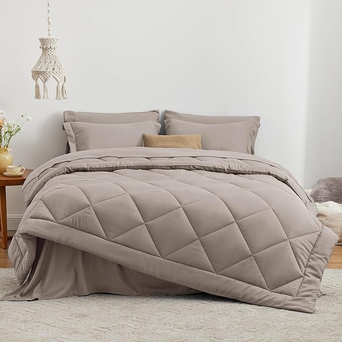 Love's cabin Twin Comforter Set Burlwood, 5 Pieces Twin Bed in a Bag, All Season Twin Bedding Sets with 1 Comforter, 1 Flat Sheet, 1 Fitted Sheet, 1 Pillowcase and 1 Pillow Sham