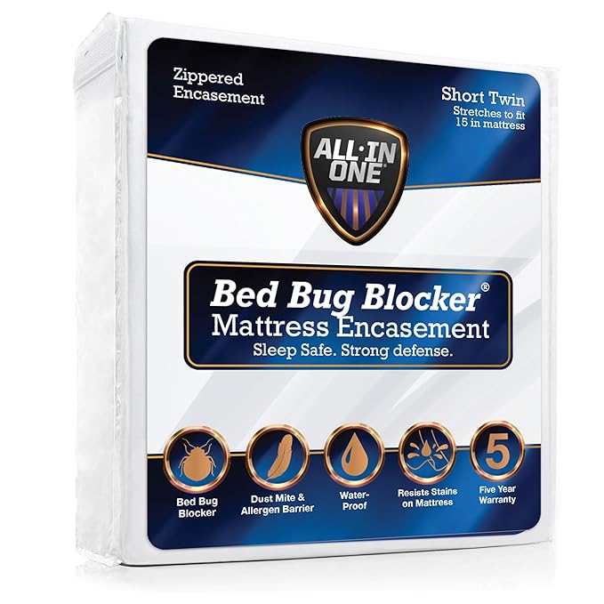 All-in-One Mattress Protector, Zippered Encasement, Water & Stain Resistant, Triple Seal Protection, RV Short Twin, White