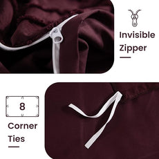 NEXHOME PRO Duvet Cover Queen Size, Blue 3 Pieces Boho Tufted Duvet Cover Set, Soft and Lightweight Microfiber Comforter Cover Set for All Season (Burgundy,90 x 90)-No Comforter