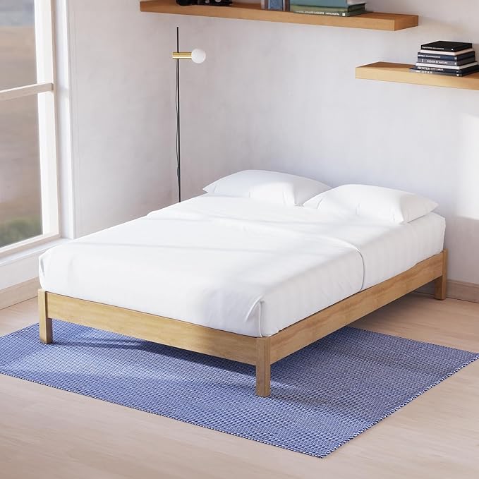 LIFEMENT Full Signature Wood Platform Bed Frame Natural, Noise-Free, Under Bed Storage, No Box Spring Needed, Easy Assembly