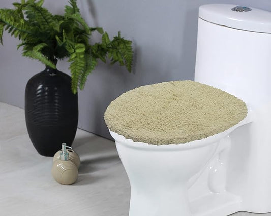 Home Weavers Double Ruffle Collection 100% Cotton Toilet Lid Cover, 18"x18" – Soft, Absorbent & Washable Bathroom Lid Cover with Non-Slip Backing, Sage