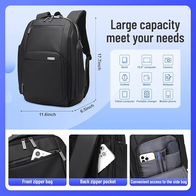 40L TSA Travel Laptop Backpack, Carry-On Weekender Bag with USB Port & TSA Lock, 17.3 Inch Business Travel Backpack for Men, Expandable Overnight Bag with Large Capacity & Flight Approved Design