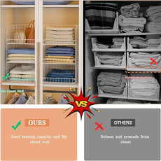 6-Tier Stackable Closet Organizers and Storage Shelves, Closet Shelf Organizer Basket Bins, Foldable Sweater Storage for Clothes Organizer System, White（Patent Pending）