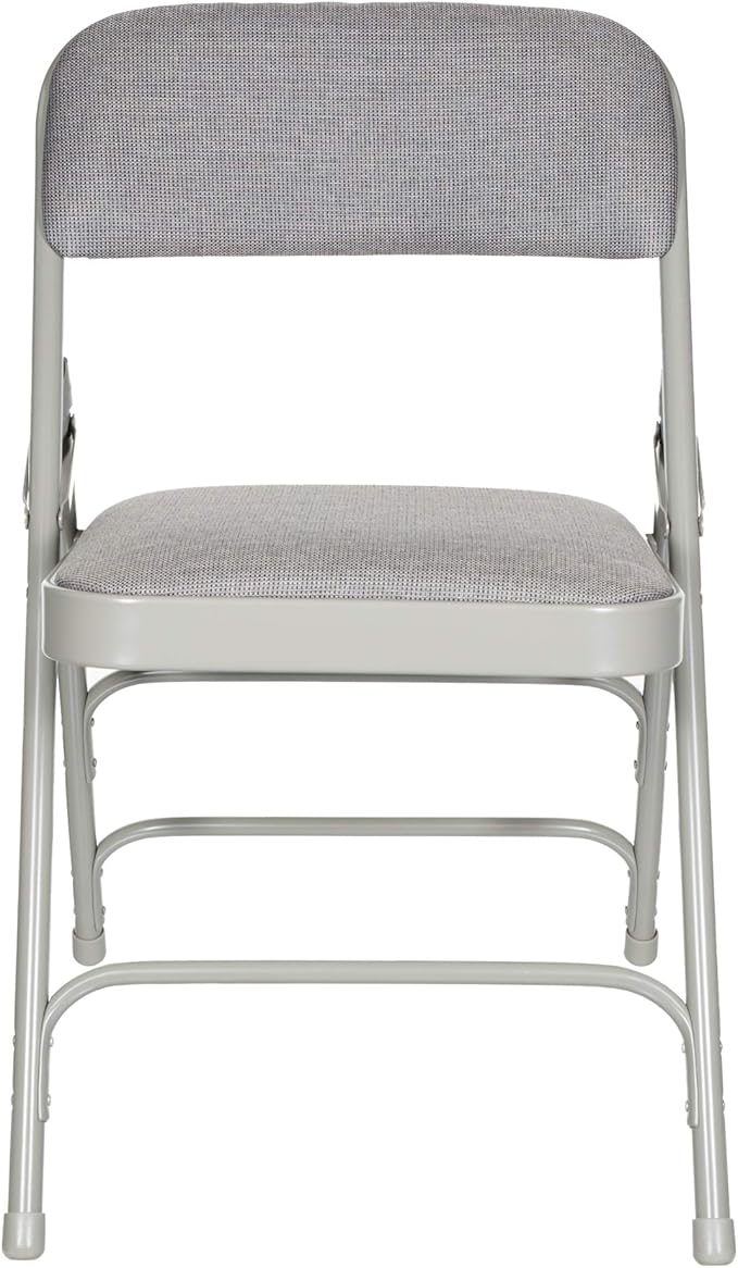 OEF Furnishings OEF2300 Series Heavy-Duty Premium Fabric Padded Upholstery Double-Hinged Triple-Braced Folding Chairs (4-Pack, Slate Gray)
