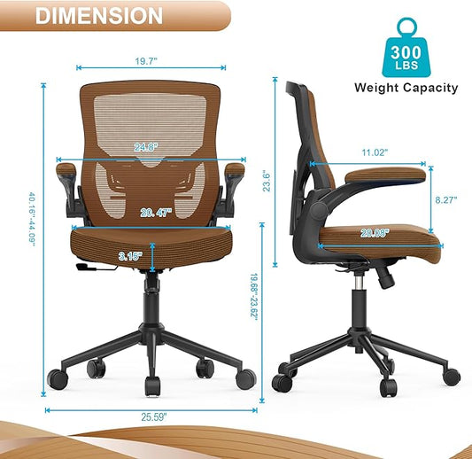 Office Chair, High Back Desk Chair Adjustable Height and Ergonomic Design Home Office Computer Chair, Executive Lumbar Support Padded Flip-up Armrest