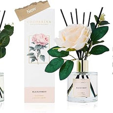 Cocorrina Reed Diffuser Set, Flower Reed Diffuser Black Forest 6.7 oz, Scented Diffuser with Sticks Home Fragrance Essential Oil for Bathroom Shelf Decor, Living Room, Large Room, 1pack
