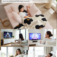 67 Inch Chaise Lounge Chair Indoor, Oversized Corduroy Upholstered Boneless Sofa Bed, Deep Seat Sleeper Couch Reading Chairs, Cloud Sofas Couches for Living Room, No Assembly Required (Pink)