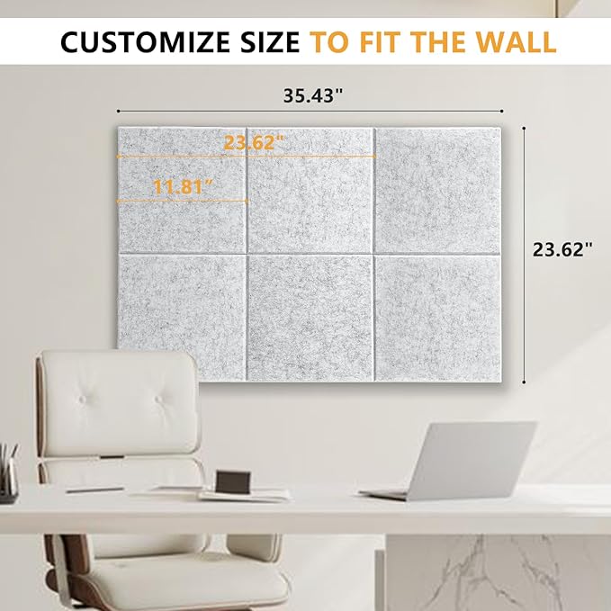 Thick Cork Board Tiles for Wall with Push Pins, 36"x24"x0.47" Bulletin Board Sets, Self-Adhesive Pin Board | Magrowill 6 Packs Felt Panels for Office Home Classroom Dorm