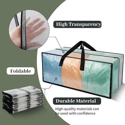 12 Pack Heavy Duty CLear Moving Bags, Large CLear Storage Bags for College Dorm Room Essentials, Alternative to Moving Boxes, Compatible with IKEA Frakta Cart