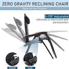 PHI VILLA XXL Oversized Padded Zero Gravity Chair Set of 2, Foldable Patio Recliner, 30