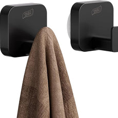TAILI Thickened 304 Stainless Steel Bathroom Suction Hook for Towel, Loofah, Bathrobe, Patented Strong Suction Cup Holder, Damage-Free Hanging Glass Shower Wall Hook, Hold Up to 11 Lbs, 2 Pack, Black