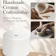 Ceramic Essential Oil Diffuser 280ml- Aromatherapy Diffuser with Ultrasonic Cool Mist Humidifier, Night Light, Timer, Auto Shut-Off, Large Room Aroma Diffuser for Home, Bedroom, Office, Yoga