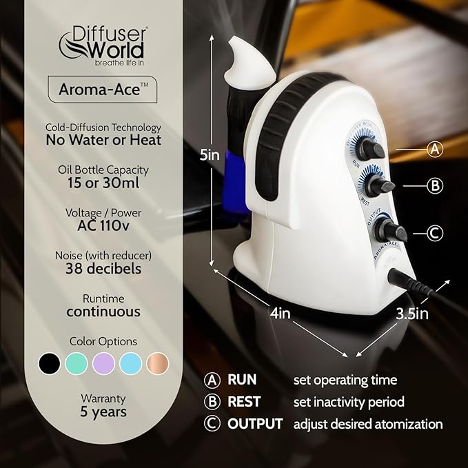 1000 Sq Ft Waterless Diffuser for Essential Oils, Made in USA Black Waterless Aroma Atomizer for Large Room Fragrance, Home Scent Machine, Air Aromatherapy Holiday