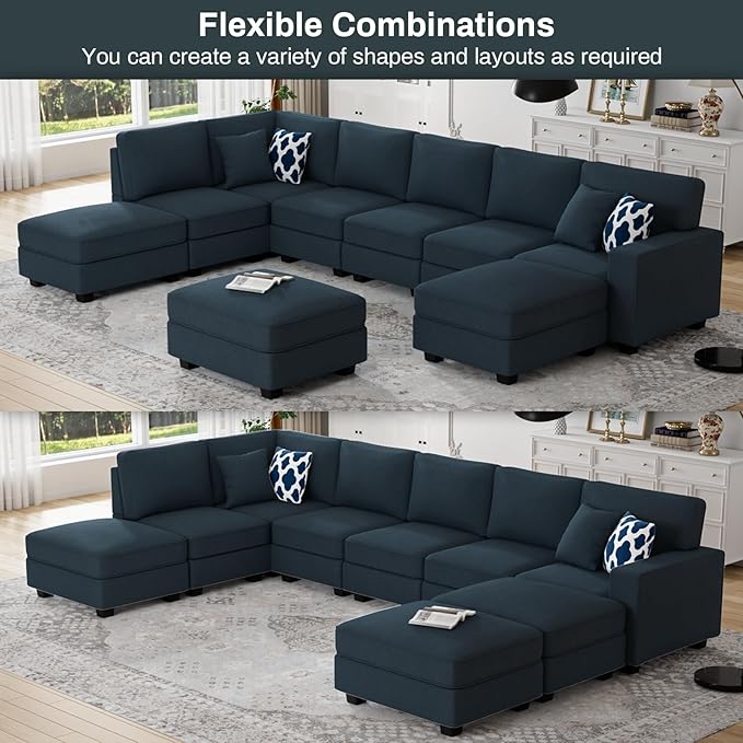 Legend Vansen Modular Sectional Sofa U Shaped Couch with Ottoman Modern Reversible Corner Sectional Couch for Living Room (Charcoal, U Shaped Sofa-4)