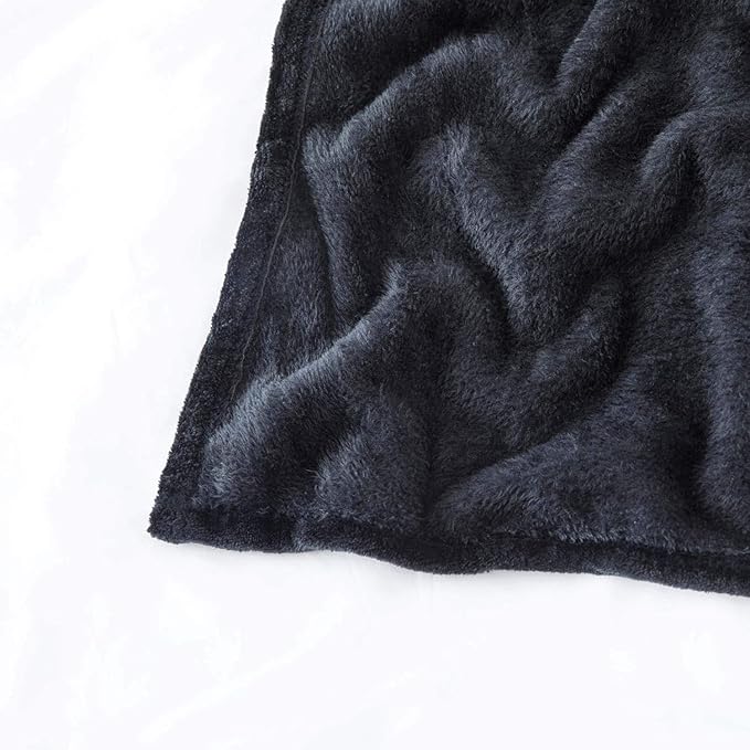 IR Imperial Rooms Fleece Blanket - Super Soft Fluffy Black Throw Blanket for Sofa and Bed - Warm and Cozy Lightweight 400 GSM Microfiber Bed Throws Blankets, 50 x 60 Inches (Throw/Travel)
