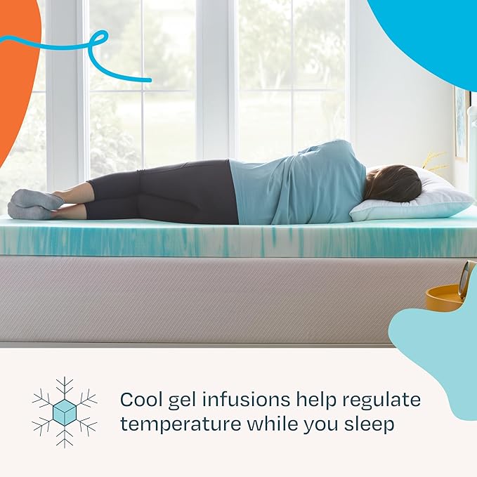 Linenspa 4 Inch Gel Swirl Memory Foam Mattress Topper – Cooling Gel Infused – Pressure Relieving Bed Topper - Mattress Pad – CertiPUR Certified - California King Size