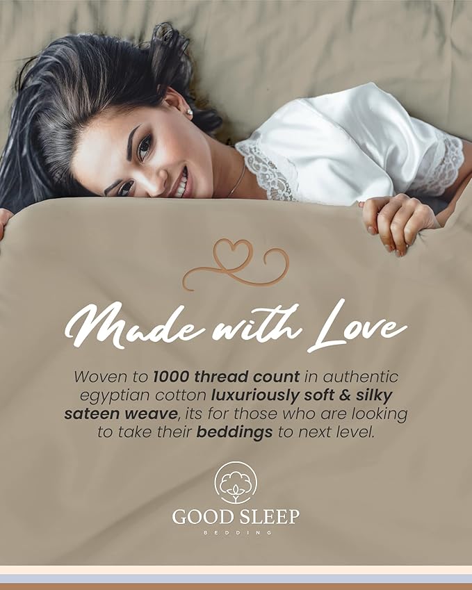 Good Sleep Bedding Twin Sheets Set - 100% Egyptian Cotton, Soft, 3Pc, Hotel Quality, Deep Pocket, Fits Upto 16" - Taupe GoodSleepBedding