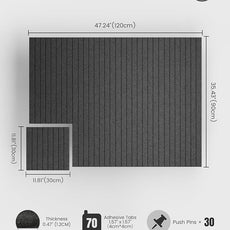 Bumusty Large Cork Board Alternative-47 x35 Felt Bulletin Board Tiles, with 30 Pushpins, 70 Adhesive Tabs, 12-Pack Slat Wall Paneling, Cork Boards for Office Push Pin Board Felt Board-Charcoal Gray