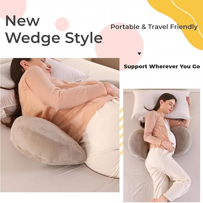 BATTOP Pregnancy Pillow Wedge for Belly Support,Portable Pregnancy Pillows for Sleeping,Support Legs,Back,Knees,Adjustable Maternity Wedge Pillow with Removable Cover,Travel Pregnancy Pillow
