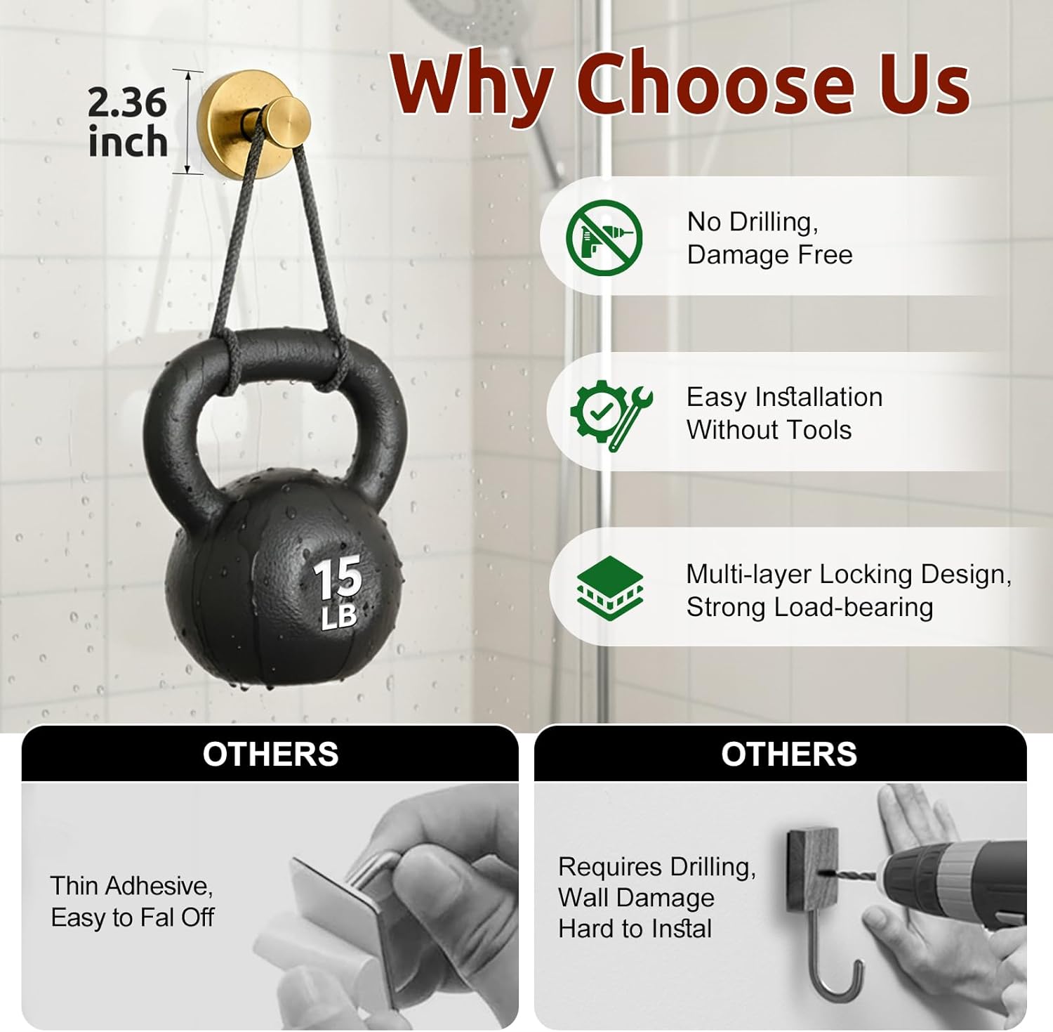 4 Packs Suction Cup Hooks for Shower, Heavy-Duty Wreath Hangers for Front Door, No Drill Glass Door Shower Suction Hooks No Damage for Walls Bathroom Kitchen Window Mirror Tile Towel Coat Robe Loofah