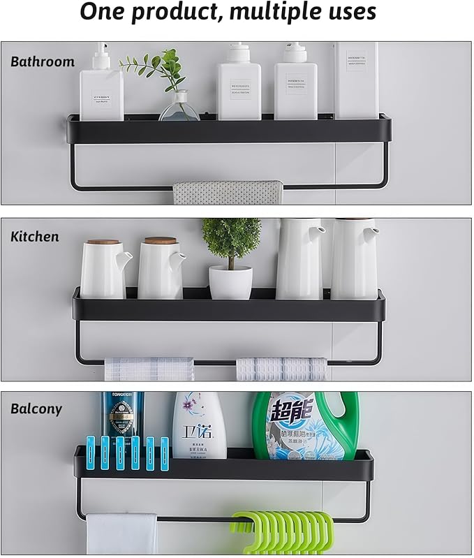 2 Pieces Bathroom Shower Floating Shelves Wall Mounted Shower Caddy Basket Shelf Storage Organizer Shelves for Bathroom, Kitchen, Living Room,15.75 Inch/ 40 cm