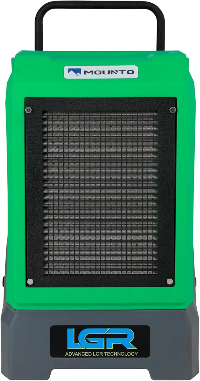 MOUNTO 310 Pints LGR Commercial Dehumidifier with Built-In Pump and Drain Hose – Portable, Heavy-Duty Dehumidifier with Wheels for Basements, Garages, Home, and Job Sites (Green)