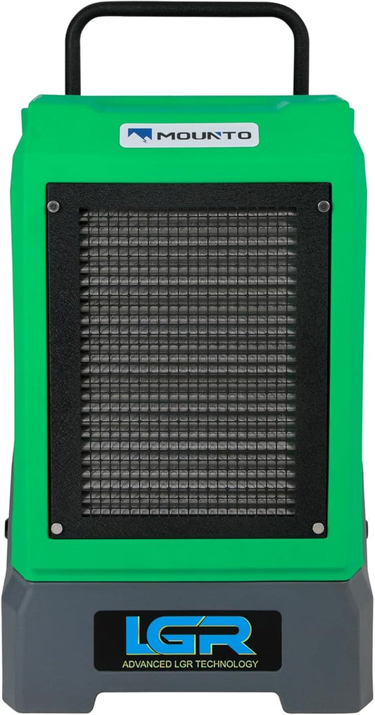MOUNTO 310 Pints LGR Commercial Dehumidifier with Built-In Pump and Drain Hose – Portable, Heavy-Duty Dehumidifier with Wheels for Basements, Garages, Home, and Job Sites (Green)