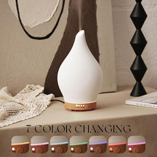 Porseme 150ml Essential Oil Diffuser Ceramic Color Changing Aroma Air Diffusers Aromatherapy Ultrasonic Cool Mist Humidifier 6 Running Hours for Spa Office Sleeping Yoga (White Ceramic)