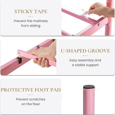 SHA CERLIN 14 Inches Twin Size Metal Platform Bed Frame/Vintage Iron-Art Headboard and Footboard/Mattress Foundation for Storage/No Box Spring Needed/Noise-Free/Easy Assembly/Pink