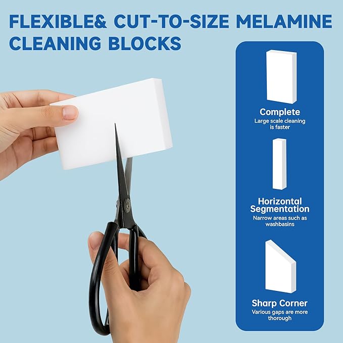 100 Pack Magic Sponge Eraser, Non-Scratch Melamine Sponges in Bulk, Multi Surface Power Scrubber Foam Cleaning Pads for Bathtub, Floor, Baseboard, Bathroom, Wall Cleaner - White Sponges