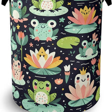 Funny Frog Laundry Basket,Foldable Oxford Cloth Tote Bag Laundry Hamper Clothes Storage Bucket Organizer for Bedroom Laundry Storage Dormitories 16