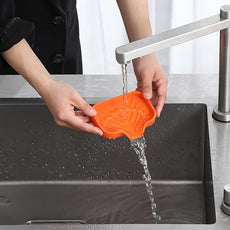 Silicone Bathroom Soap Dishes with Drain Spout-Bathroom and Kitchen Sink Organizer,Sponge Holder,Dish Soap Tray,Perfect for Dispenser,Scrubber,Bottle,Cup on Sink or Counter-Orange 4.9