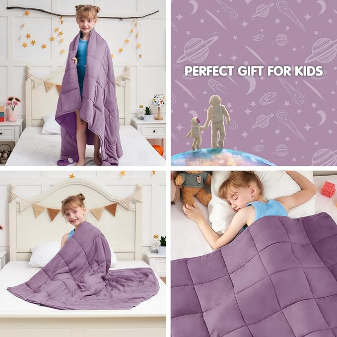 yescool Purple Weighted Blanket 7 Pounds Cooling Weighted Lap Blanket, Heavy Blanket for Sleeping, Weighted Throw Blanket Gift for 60-80lbs, 40"x60"