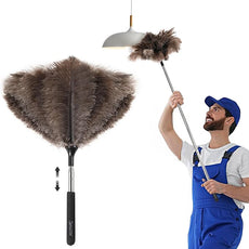 Soarer Extendable Ostrich Feather Duster - 40 inches Fluffy Long Handle Reusable Feather Duster for Cleaning Ceiling Fan,Pendant lamp, High Ceiling, Blinds, Furniture
