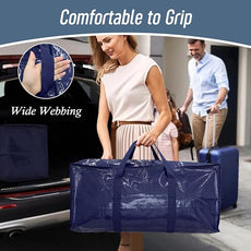 6 Pack Extra Heavy Duty Large Moving Bags with Strong Zipper & Comfortable Handles, Sturdy & Durable Clothes Storage Bags Totes Bins, Blue Packing Moving Boxes for College Supplies, Dark Blue